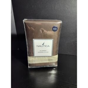 Nautica Stanhope Full Bed Skirt Brown Sateen 350 Thread Count